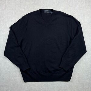 Davis & Squire 100% Cashmere V-Neck Sweater Mens XXL Navy Blue Quiet Luxury Soft